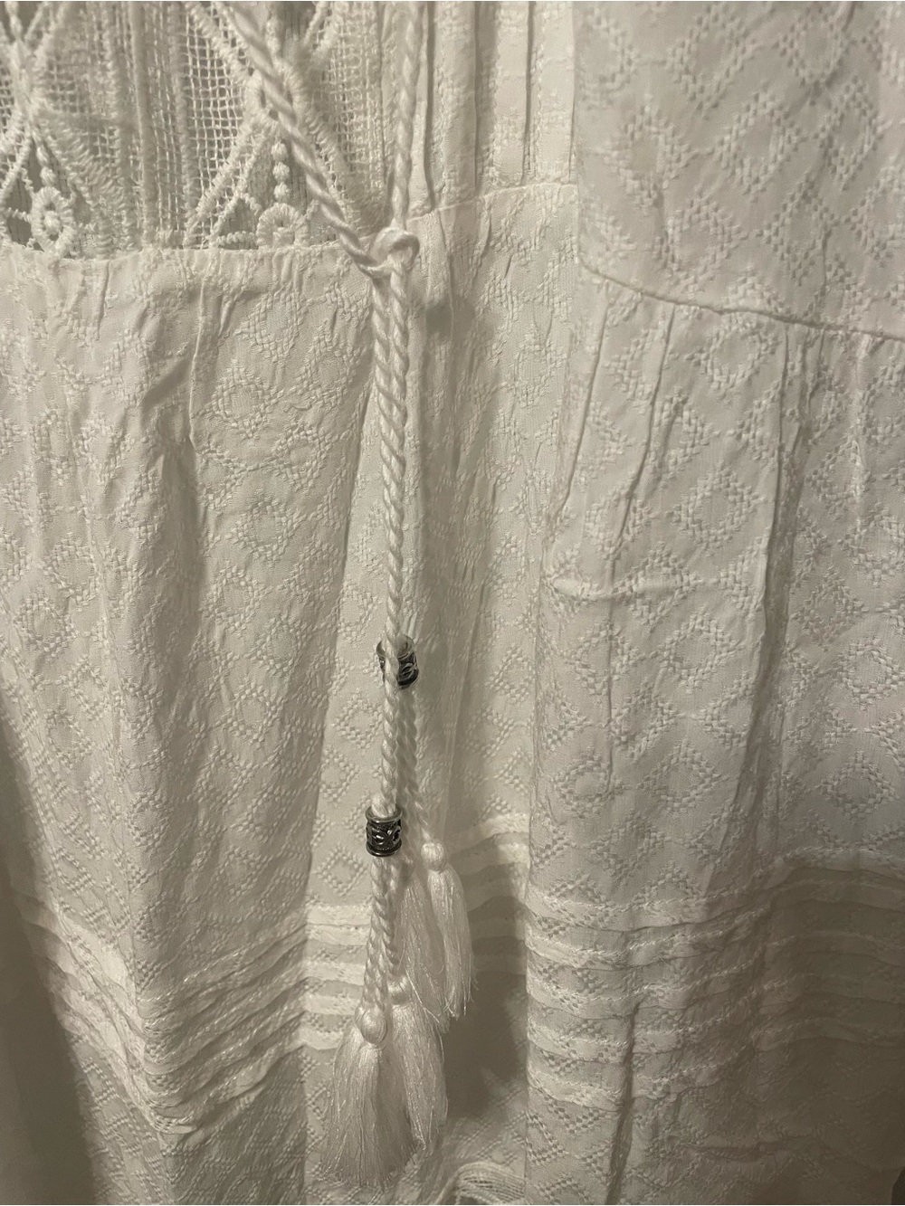 Knox Rose White Lace-Trim Tiered Mini Dress - Picture 4 of 14